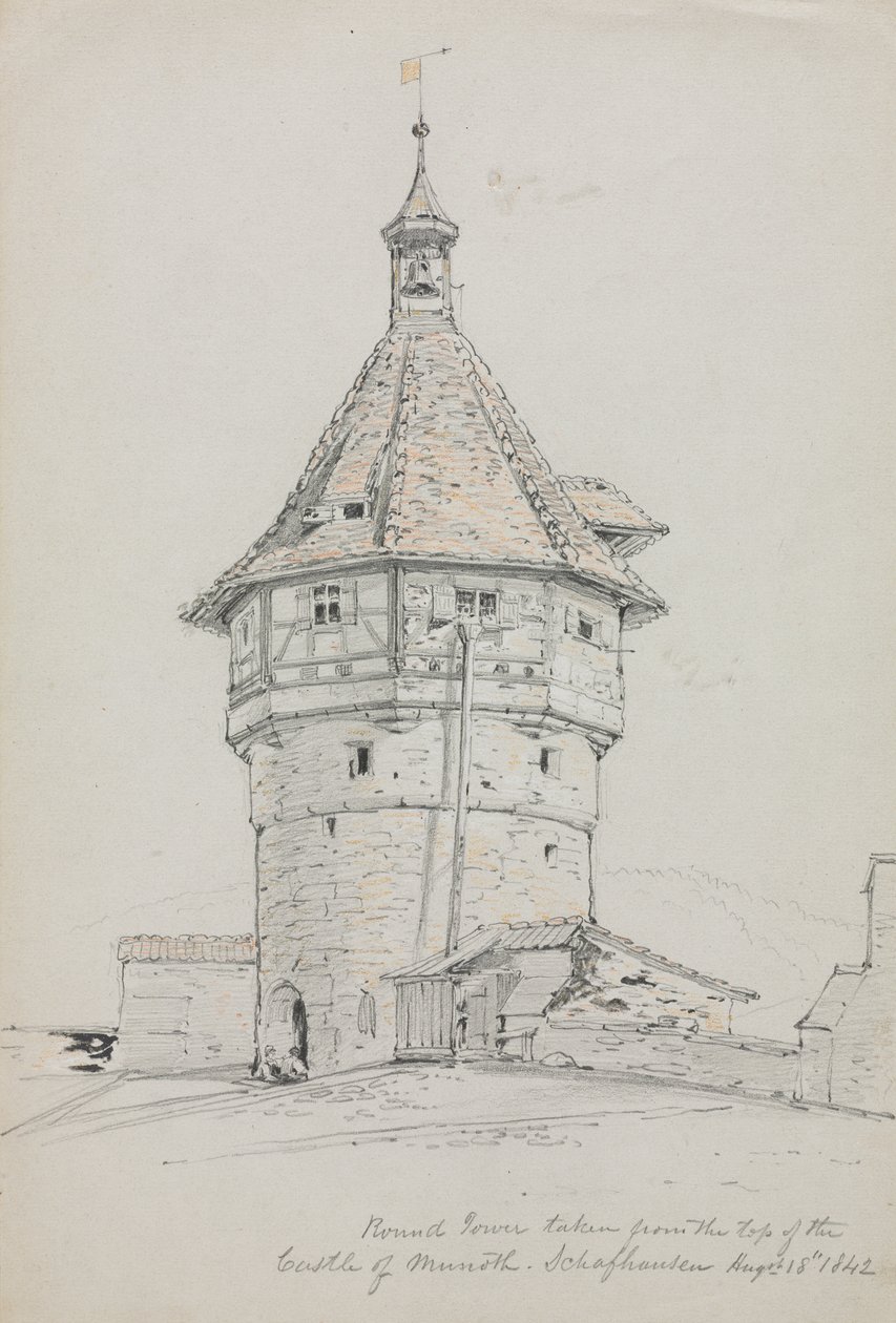 Rundetårn, Munot Slot, Schaffhausen, Schweiz af John William Casilear