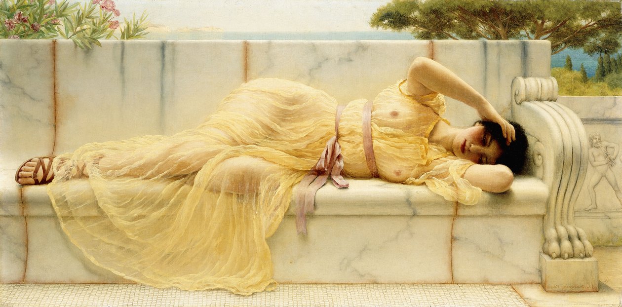 Pige i gult draperi, 1901 af John William Godward