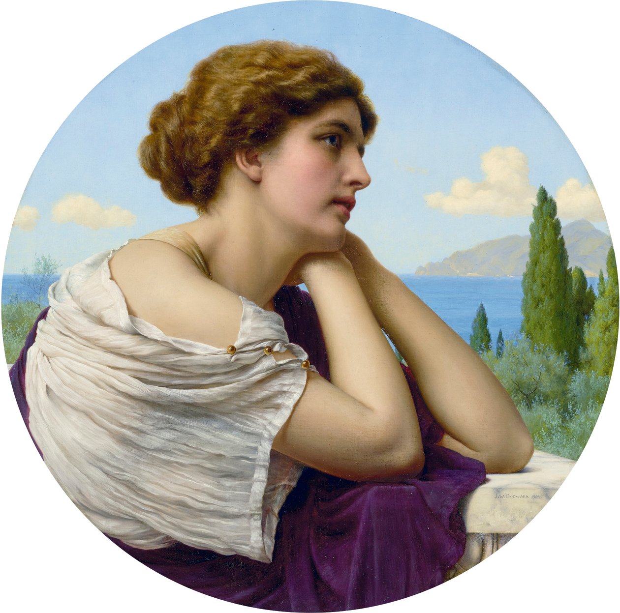 Hjertet på hendes læber og sjælen i hendes øjne af John William Godward af John William Godward