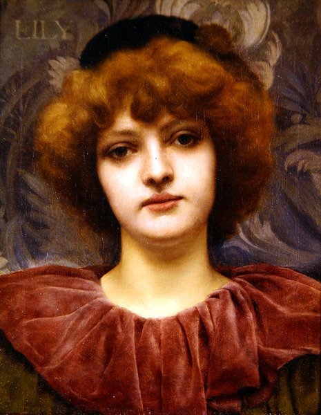 Lily (olie på lærred) af John William Godward