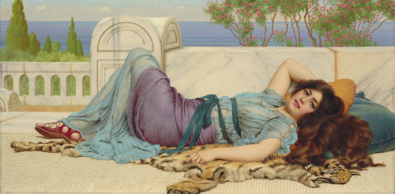 Mischief and Repose, 1909 af John William Godward