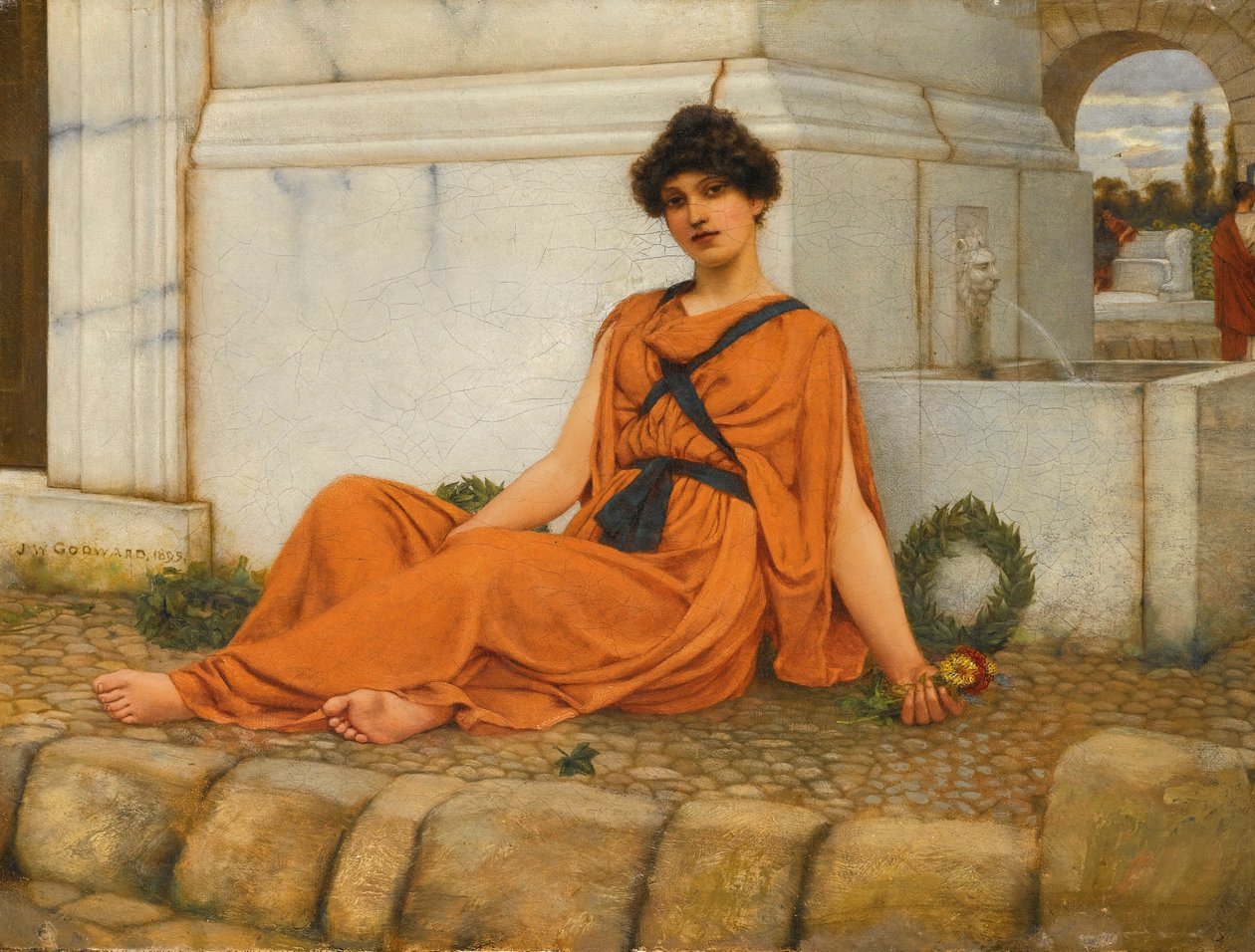 Repose, blomsterpigen af John William Godward