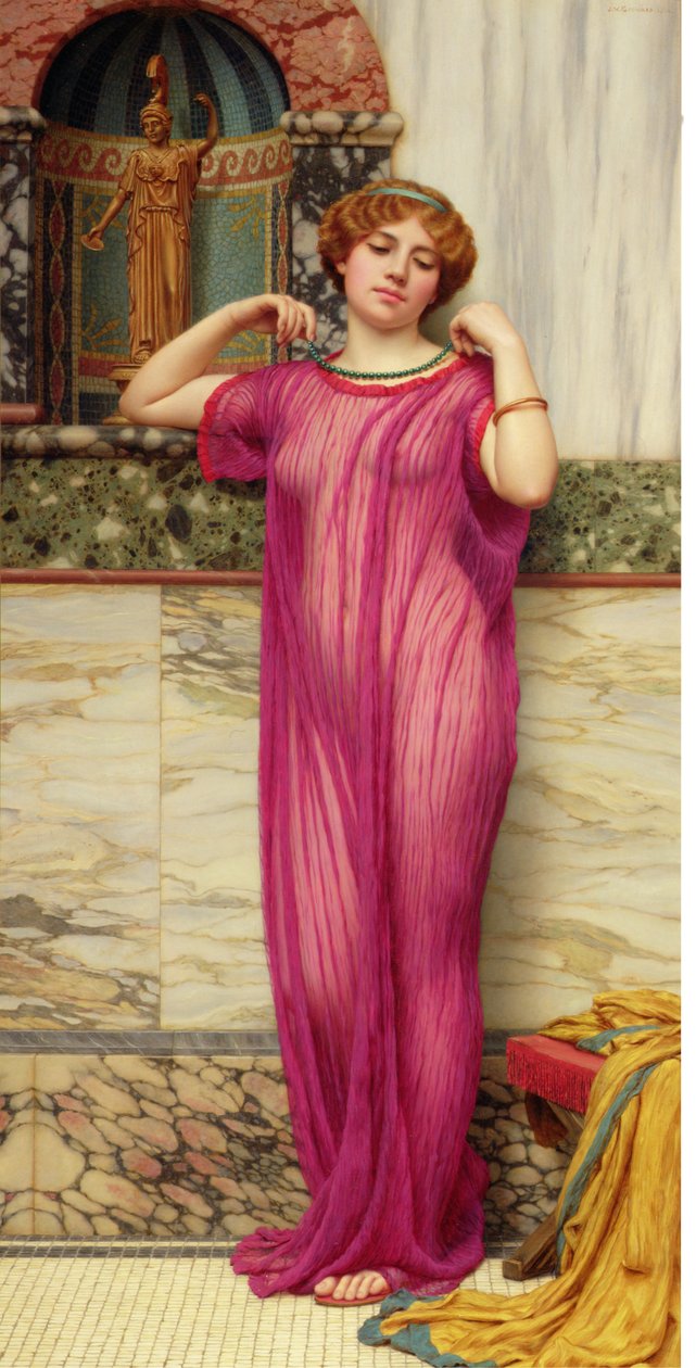 Halskæden, ca. 1900 (olie på lærred) af John William Godward
