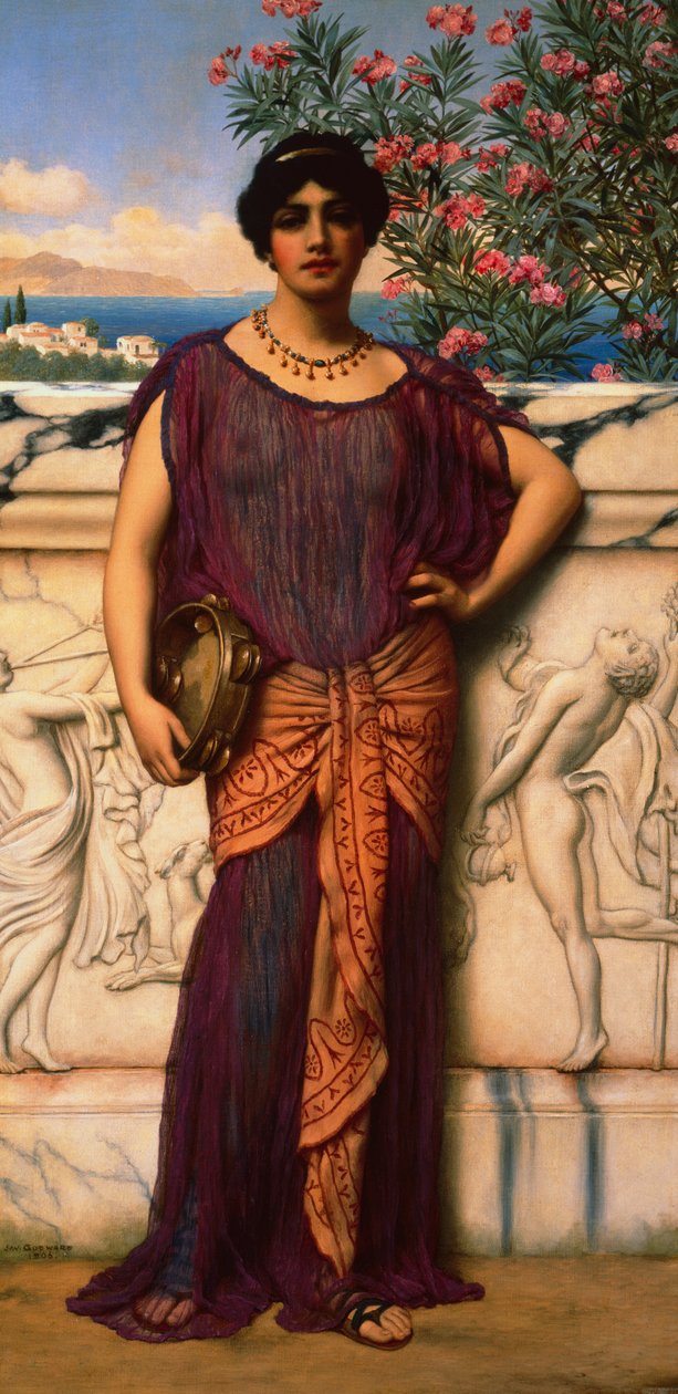 Tamburinpigen af John William Godward