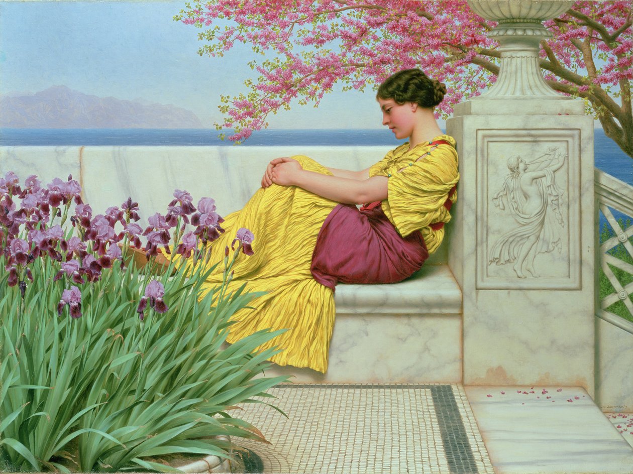 Under blomsten, der hænger på grenen, 1917 af John William Godward