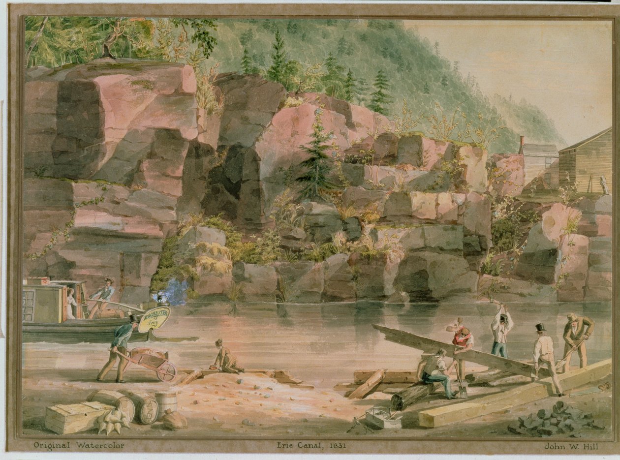 Erie Canal, NY, 1831 (grafit, wc og gouache på papir) af John William Hill