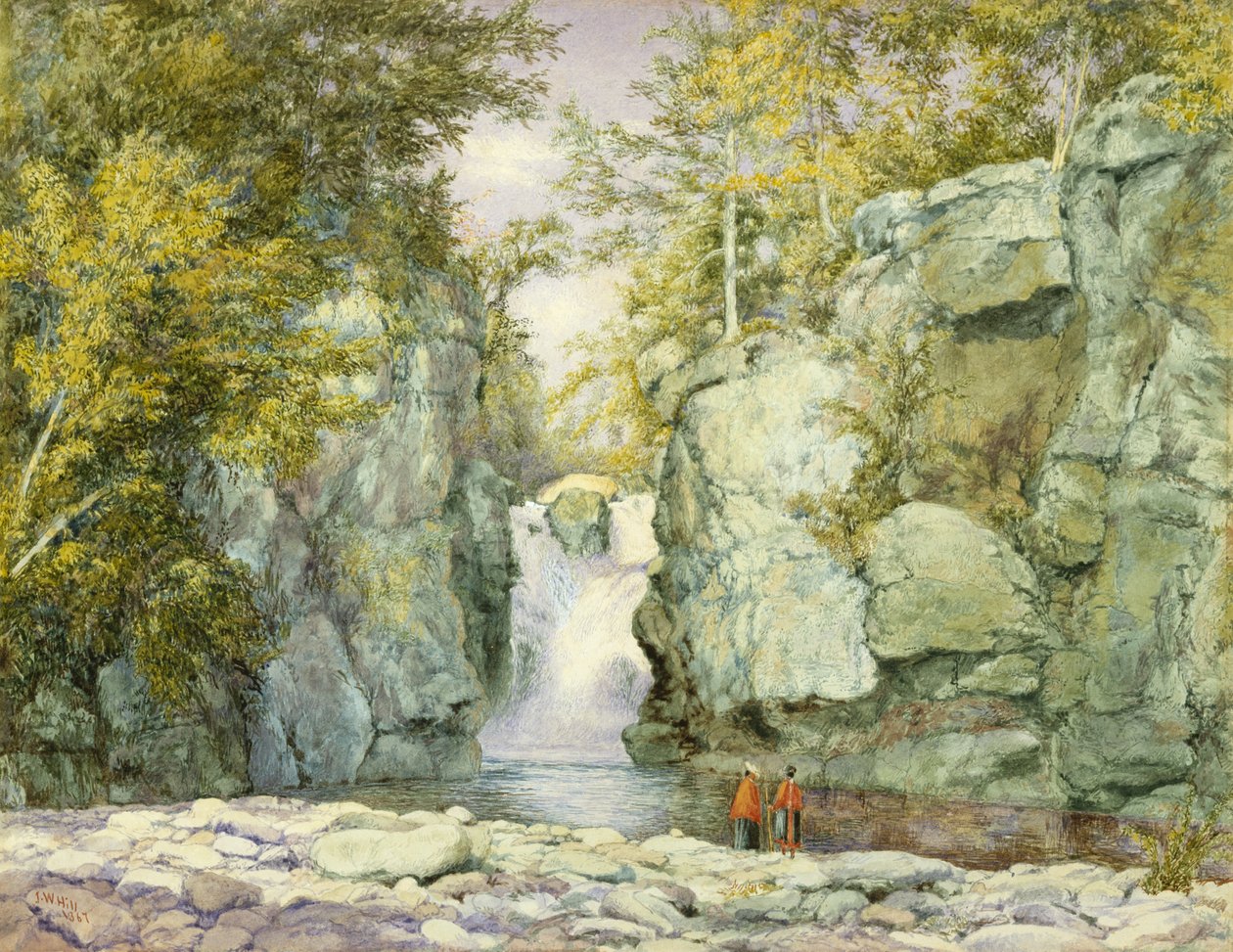 Fawns Leap, Catskill Mountains, 1867 (wc på papir) af John William Hill