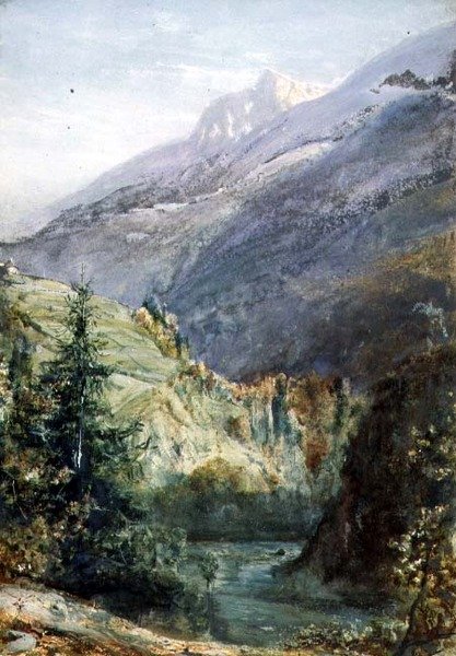 On the Road of Sepey, Schweiz (akvarel og gouache på papir) af John William Inchbold