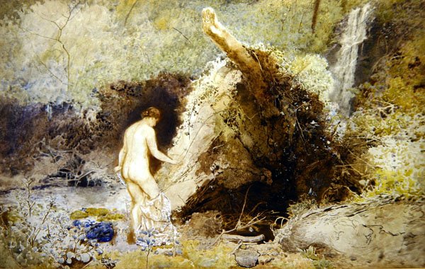 Landskab med Figurbadning af John William North