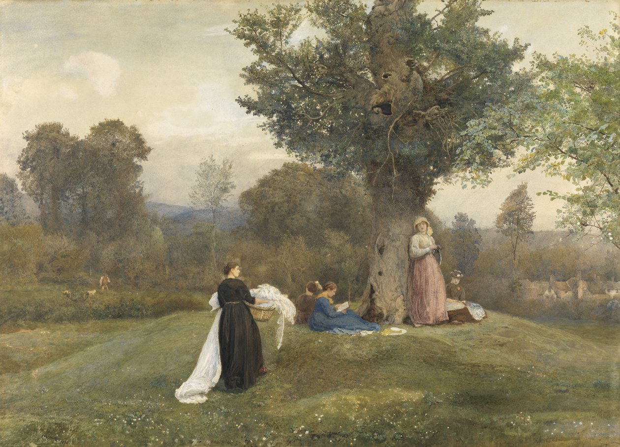 Laundry Day, West Somerset (wc på papir) af John William North