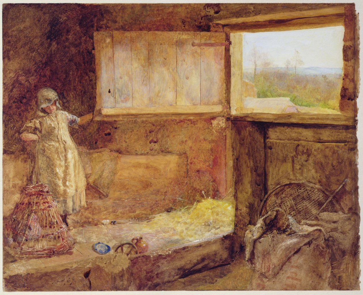 Høloftet (akvarel på papir) af John William North