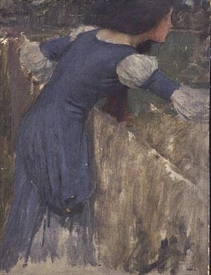 En undersøgelse for blomsterplukkeren (olie på lærred) af John William Waterhouse
