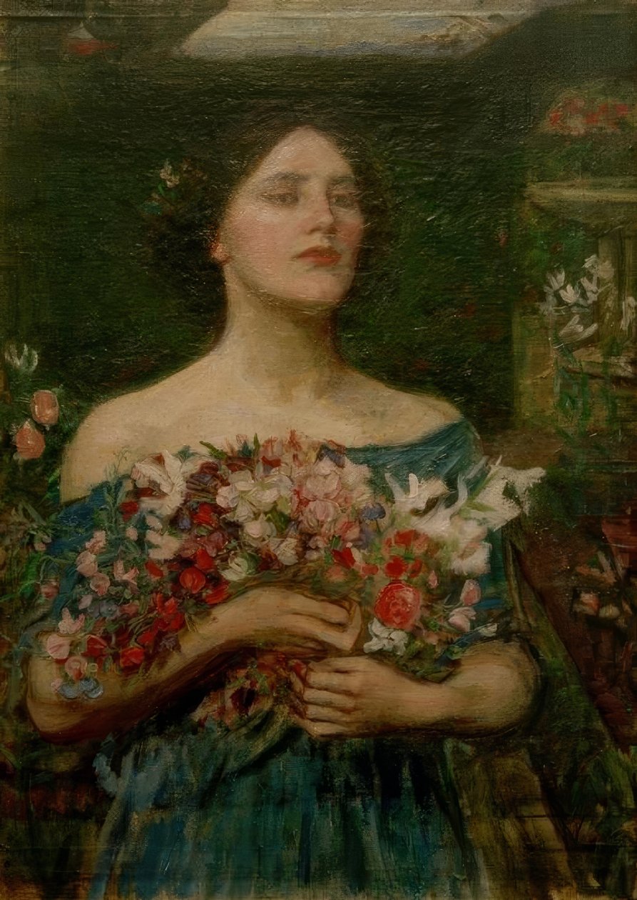 Saml Ye Rosebuds Mens Ye May af John William Waterhouse