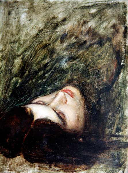 Head of Orpheus - a Sketch, ca. 1899-1900 (olie om bord) af John William Waterhouse