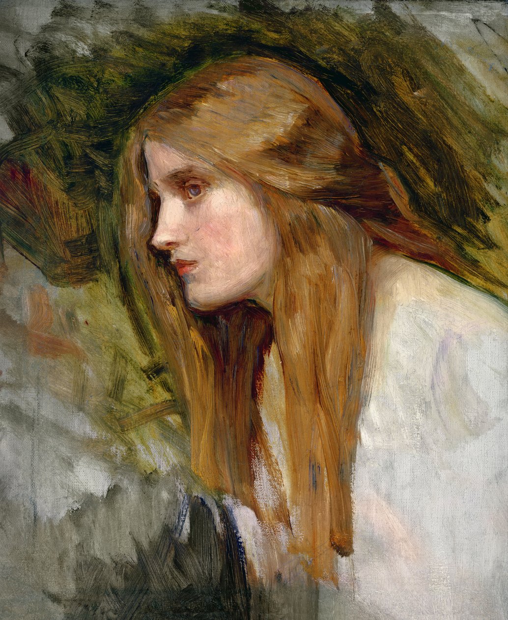 Hoved af en pige, ca. 1896 af John William Waterhouse