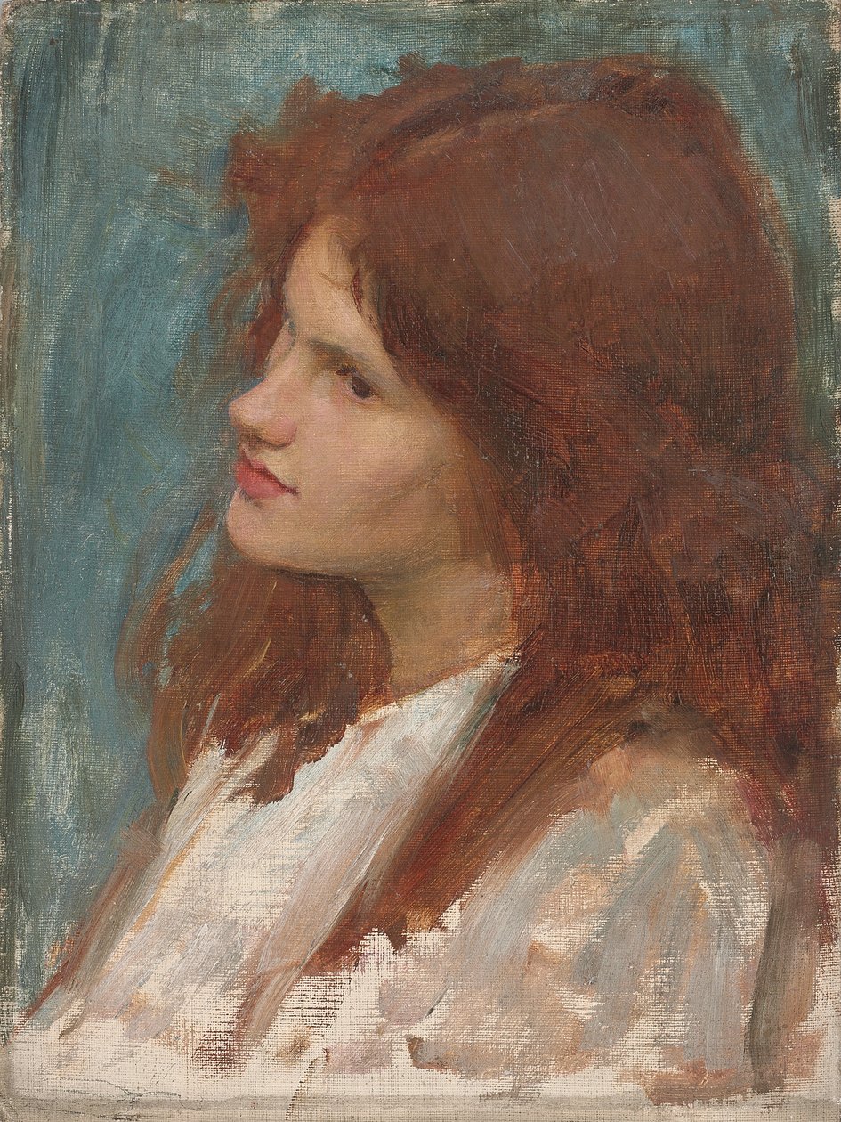 Hoved af en pige, ca. 1892-1900 af John William Waterhouse
