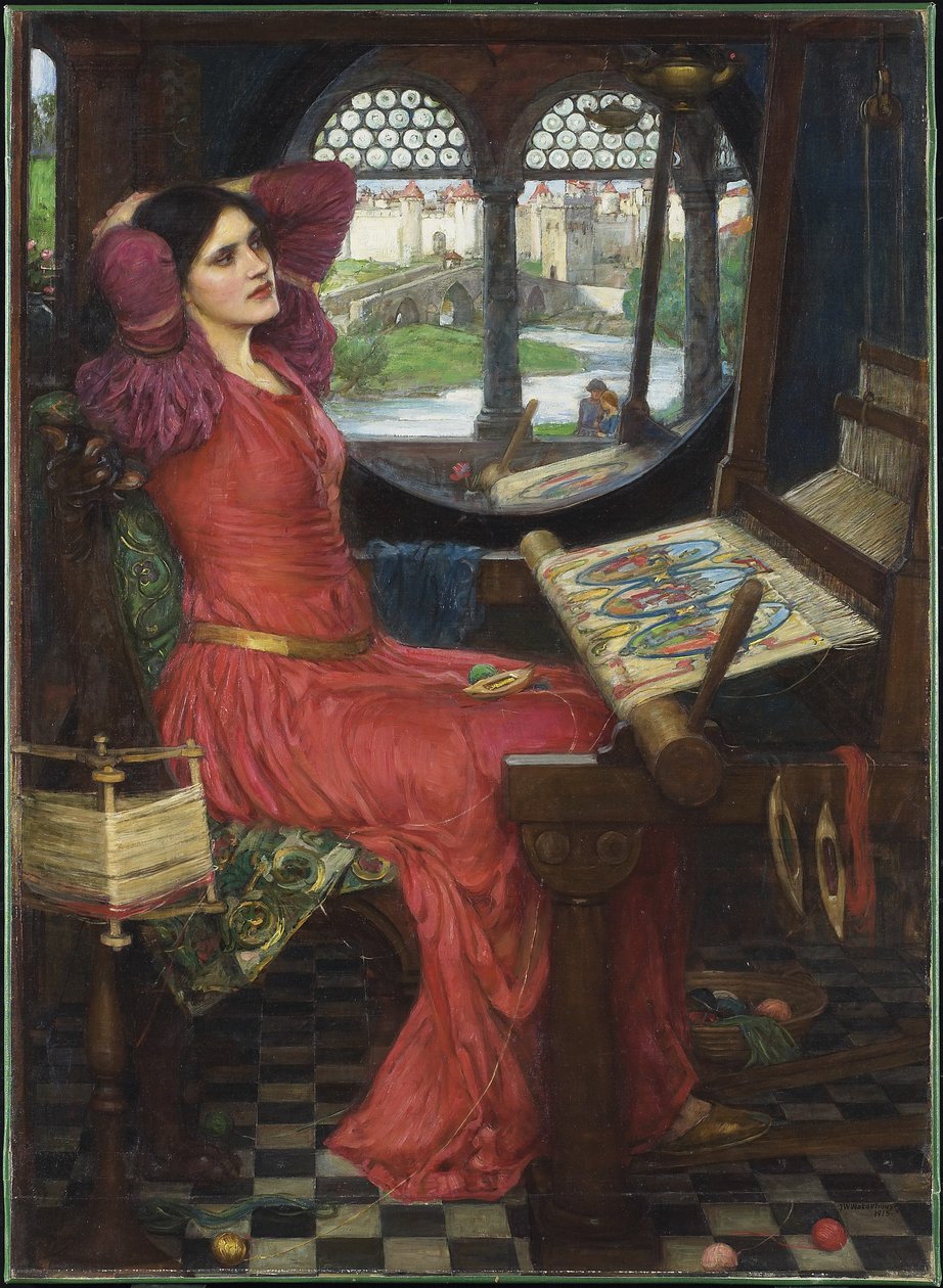 Jeg er halvt syg af skygger, sagde Lady of Shalott, 1915 af John William Waterhouse