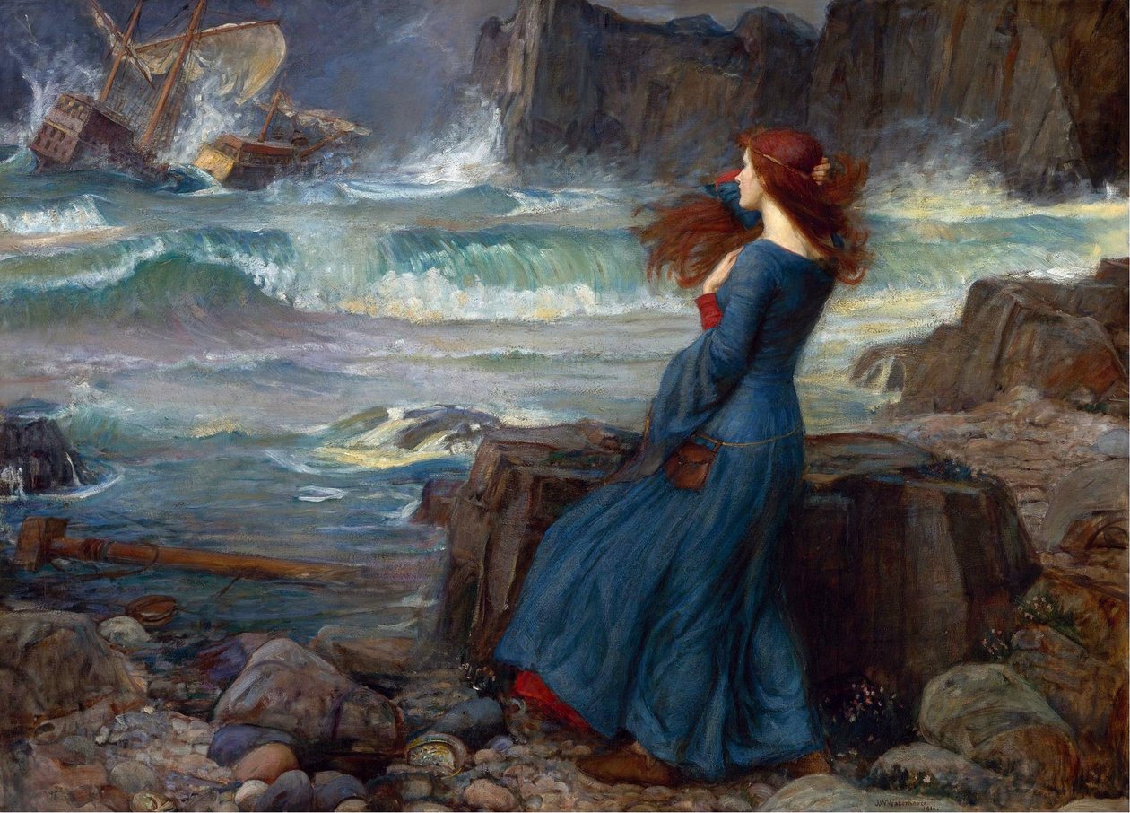 Miranda - The Tempest (Shakespeare) - Peinture af John William Waterhouse af John William Waterhouse