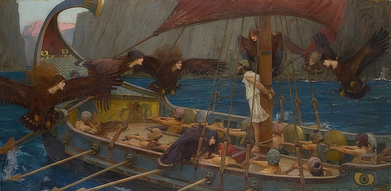 Odysseus og sirenerne. 1891 af John William Waterhouse
