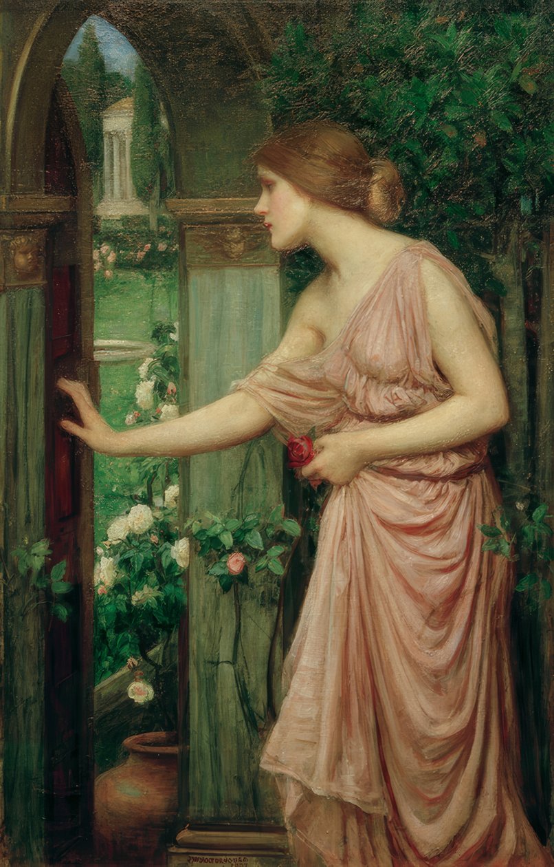 Psyche åbner døren ind til Amors have af John William Waterhouse
