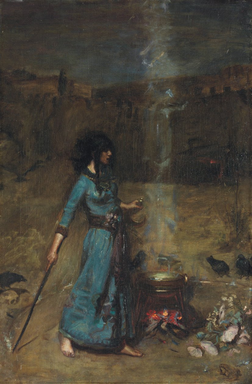 Studie for The Magic Circle, 1886 af John William Waterhouse