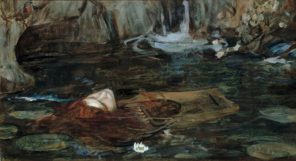 Studie til The Nymphs Finding the Head of Orpheus af John William Waterhouse