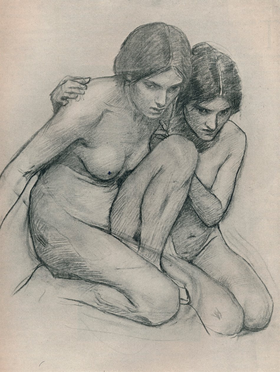 Studie til The Nymphs Finding the Head of Orpheus, c1899 af John William Waterhouse