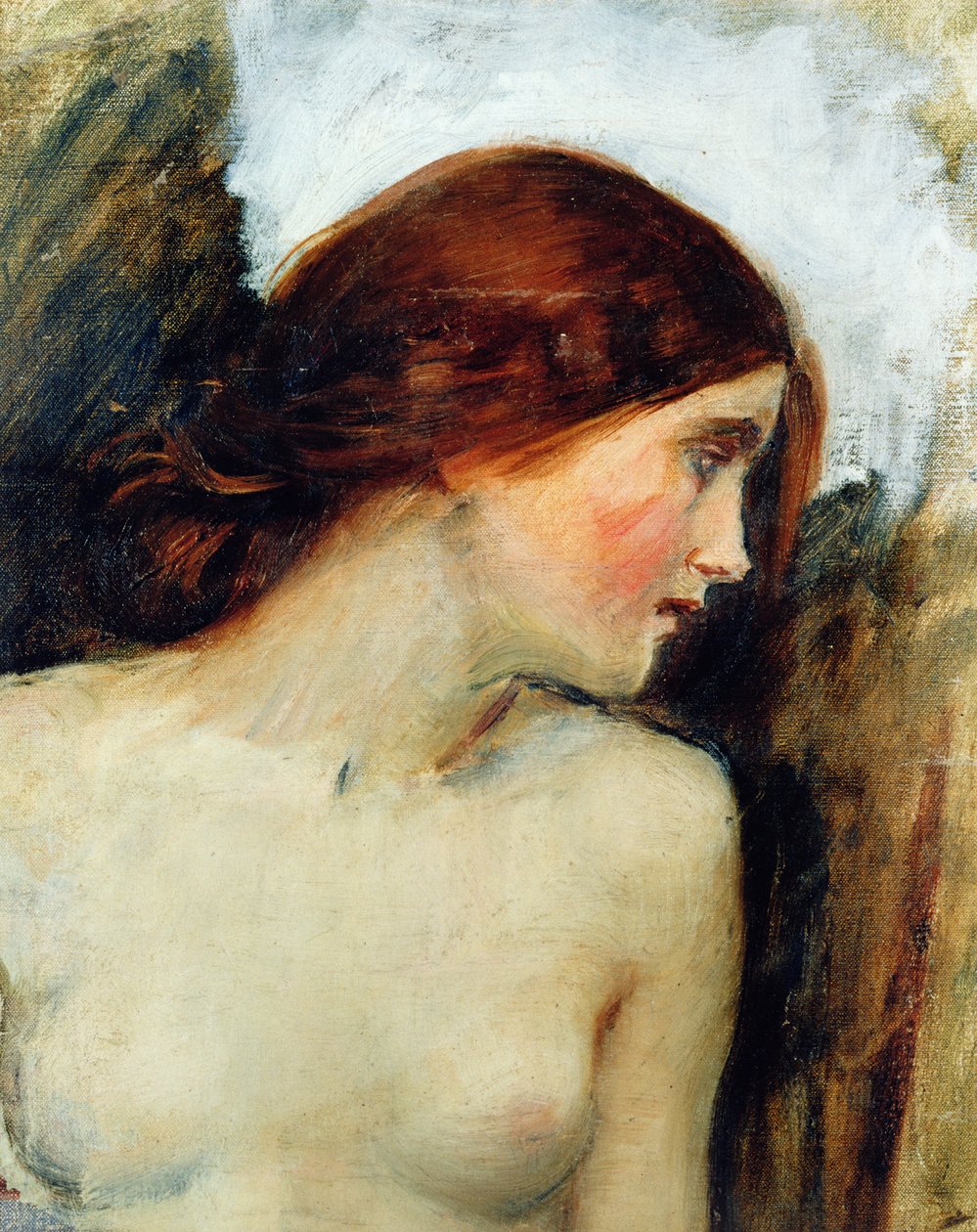 Studie for lederen af ekko, ca. 1903 (se 55607) af John William Waterhouse