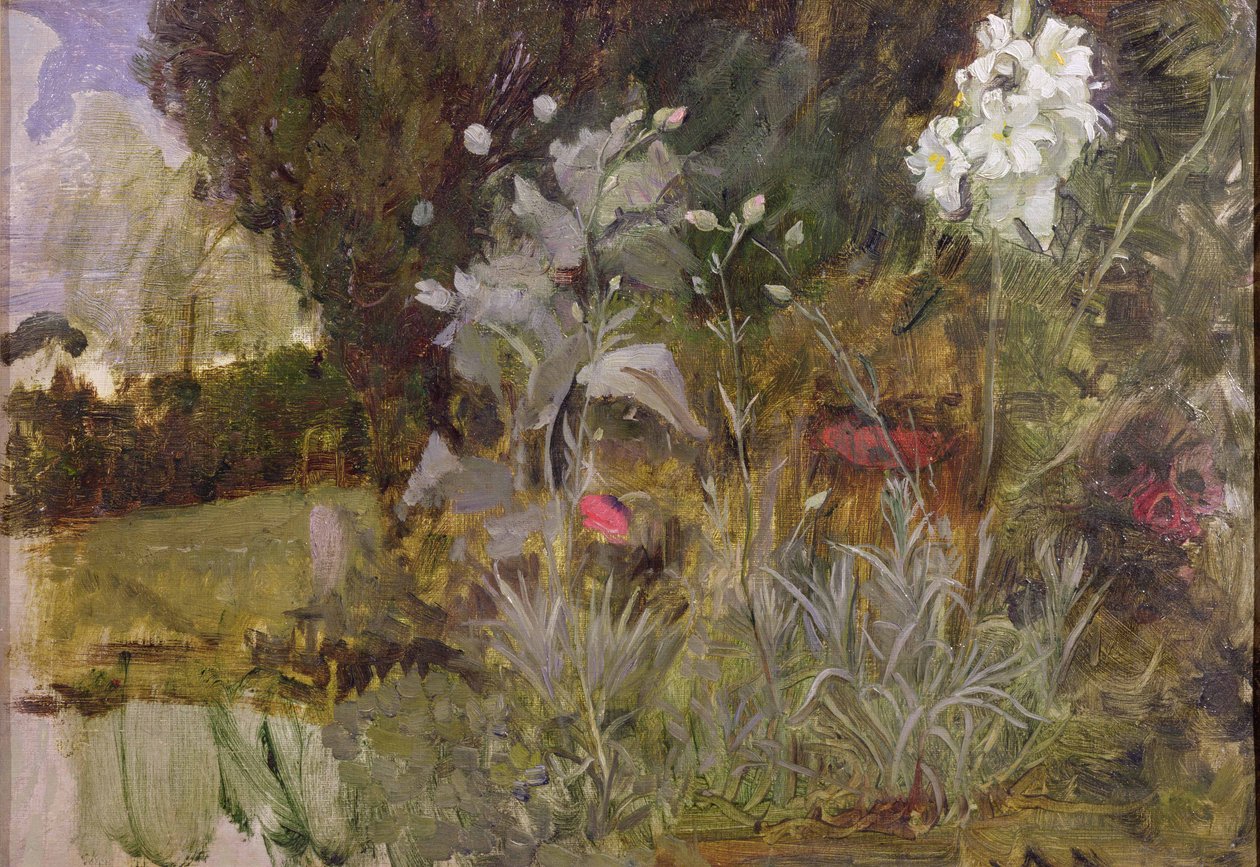 Studie af blomster og løv, for 