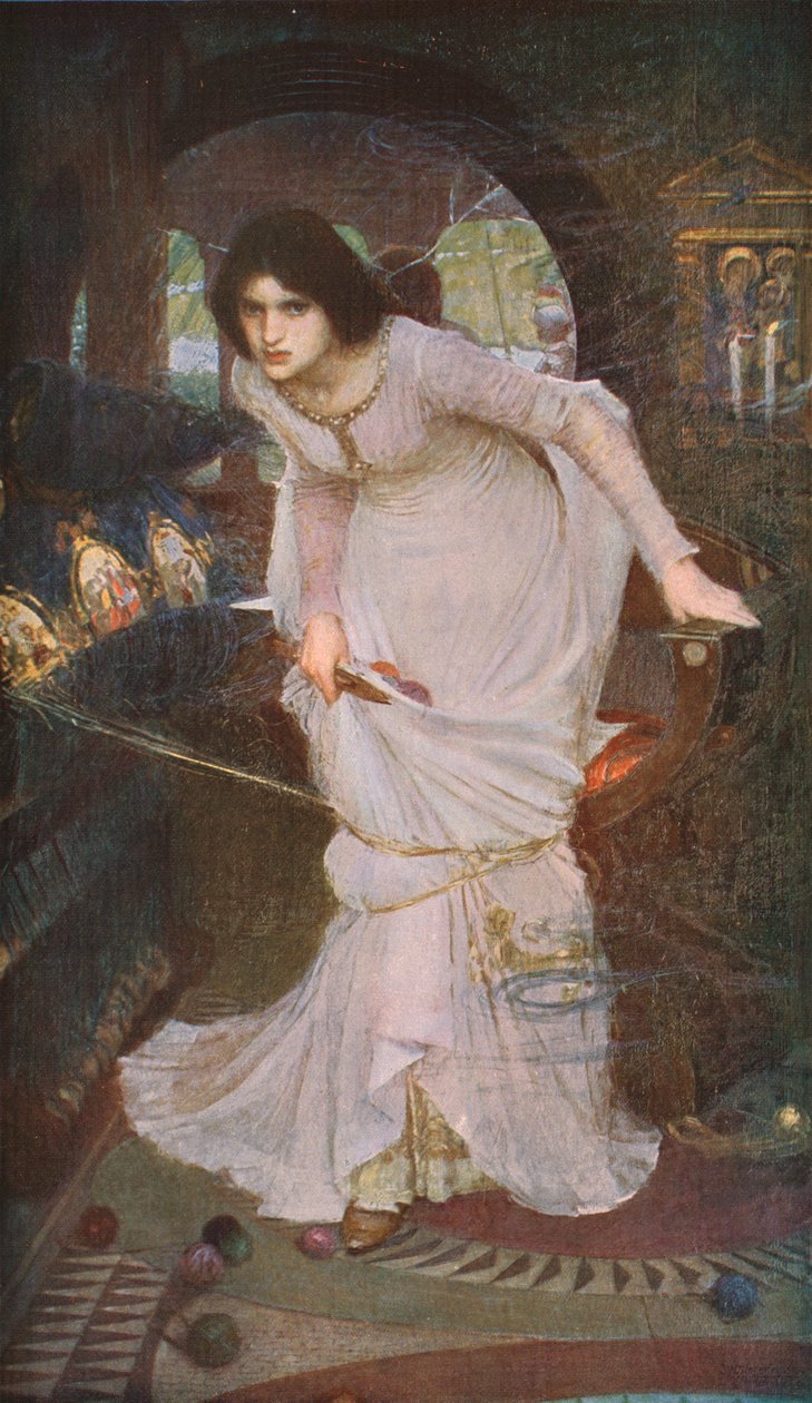The Lady of Shalott ser på Lancelot, 1894, c1930. af John William Waterhouse