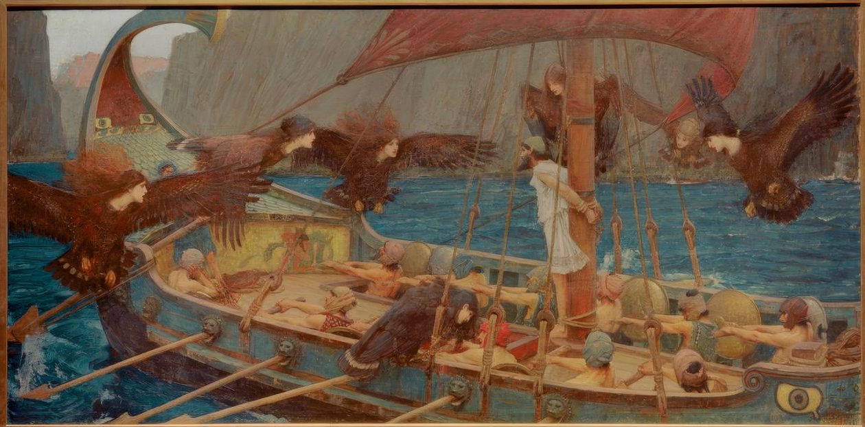 Odysseus og sirenerne af John William Waterhouse