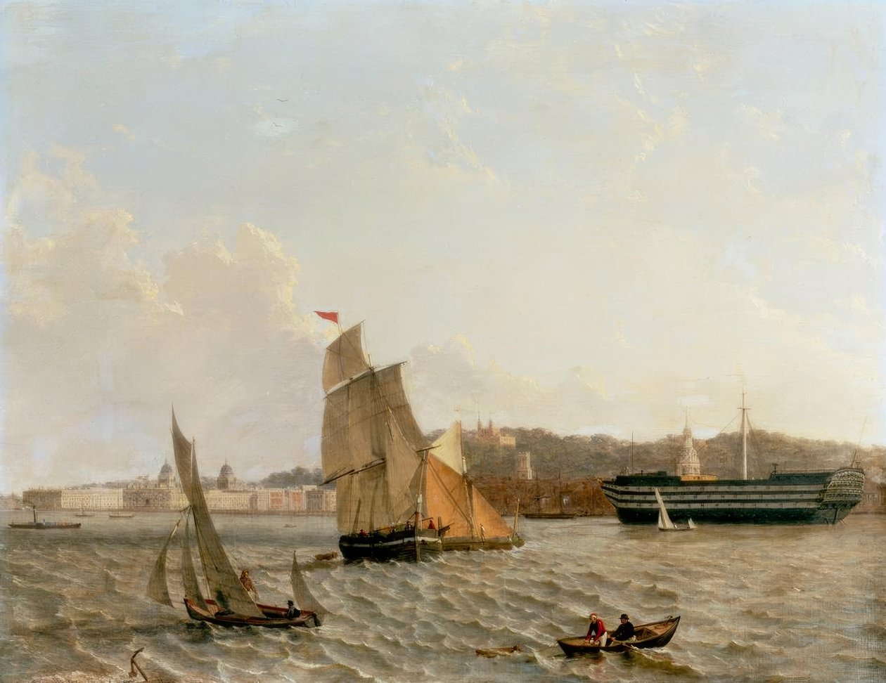 Udsigt over Themsen til Greenwich med Greenwich Hospital, af John Wilson Carmichael