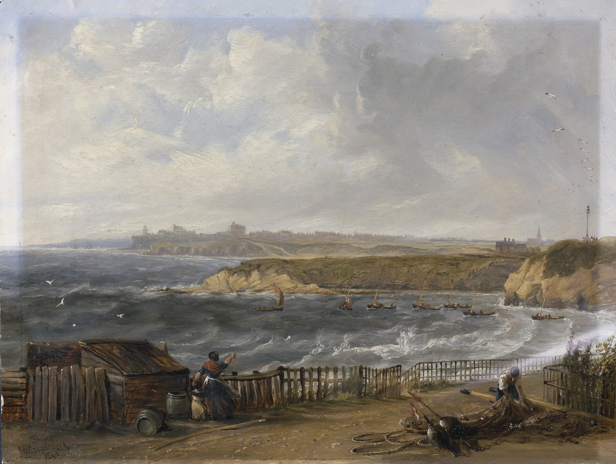 Cullercoats ser mod Tynemouth - Flodvande af John Wilson Carmichael