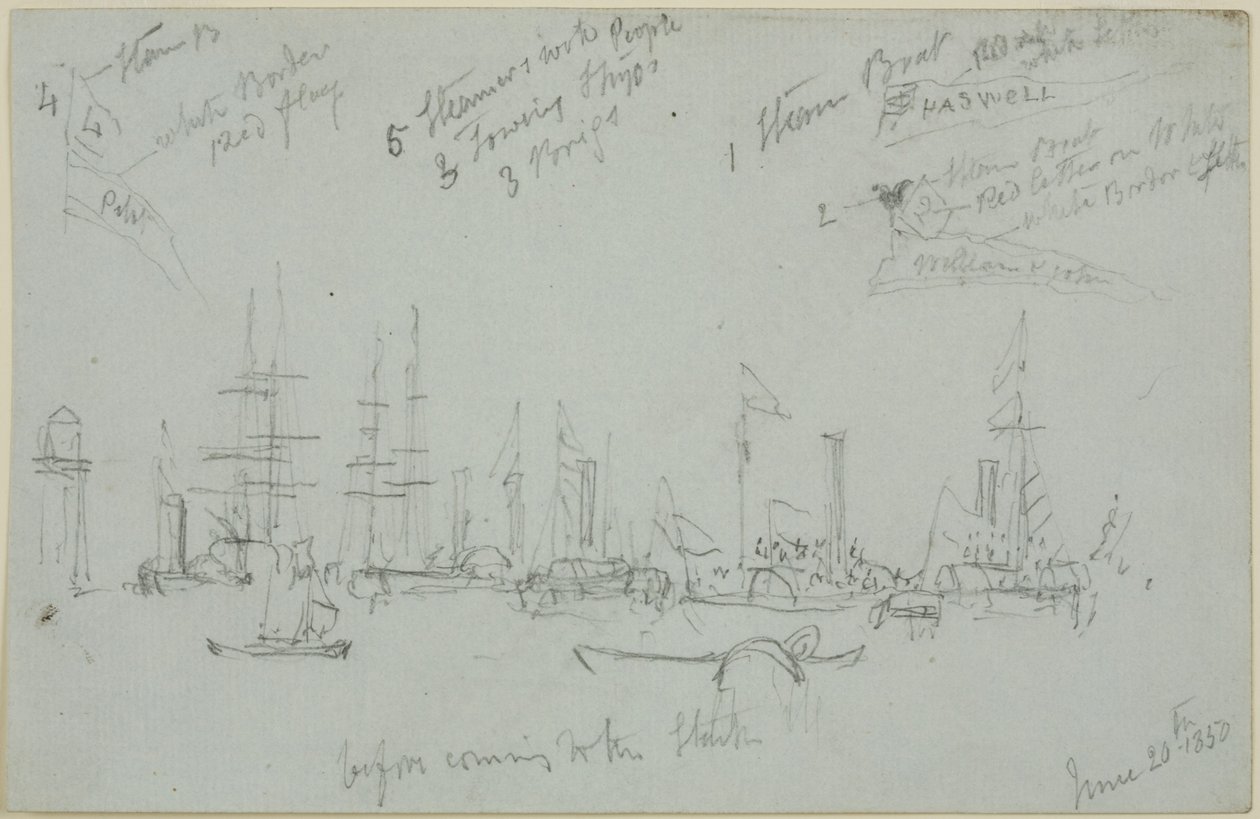 Havnescene (blyant på papir (grå)) af John Wilson Carmichael