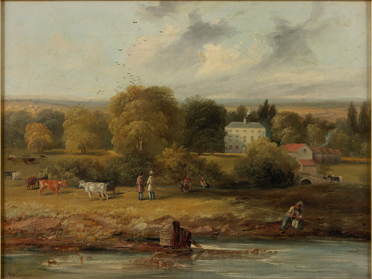 Landskab med et landsted, 1838 af John Wilson Carmichael