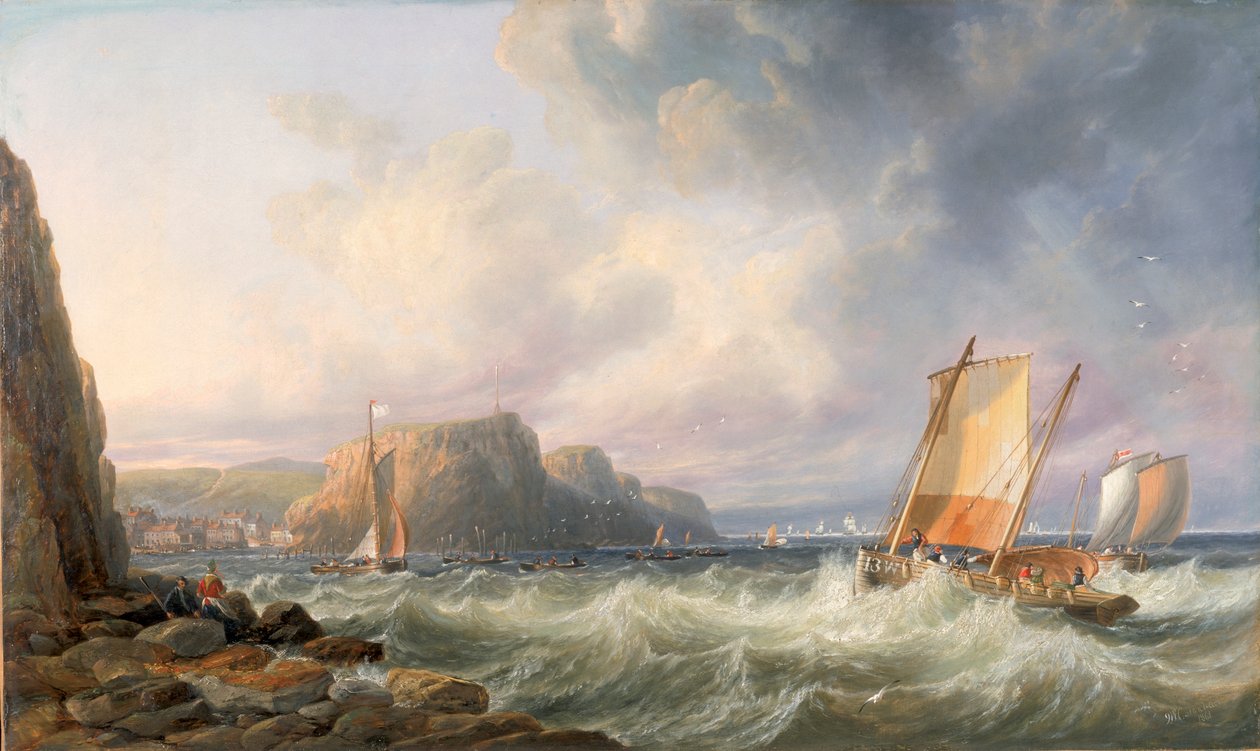 Ud for Yorkshire-kysten, Staithes af John Wilson Carmichael
