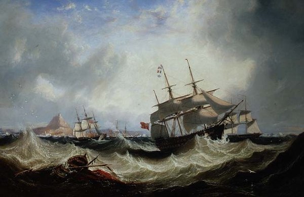 Forsendelse fra Gibraltar i hård sø af John Wilson Carmichael