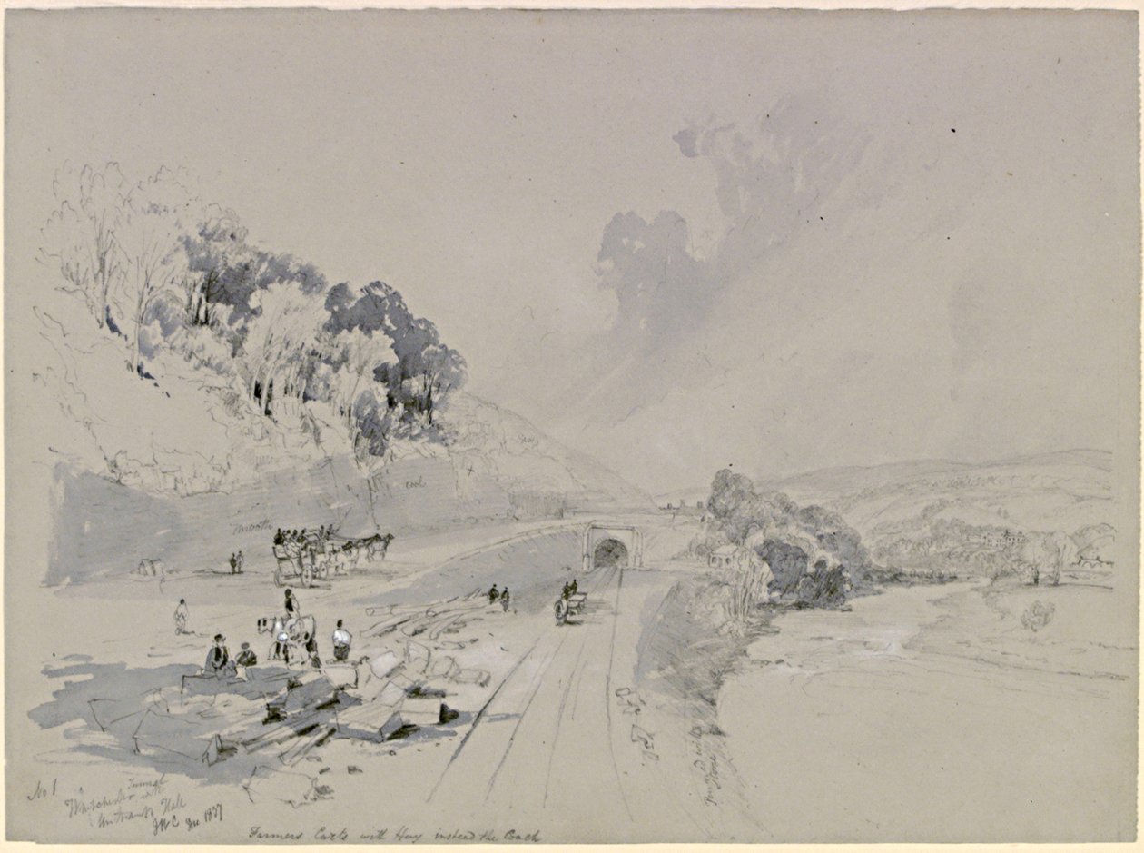 Whitchester Tunnel med Unthank Hall (kropsfarve) af John Wilson Carmichael