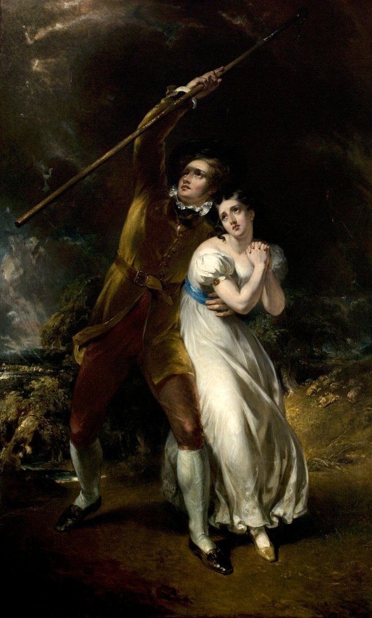 Celadon og Amelia i en storm, 1840-49 af John Wood