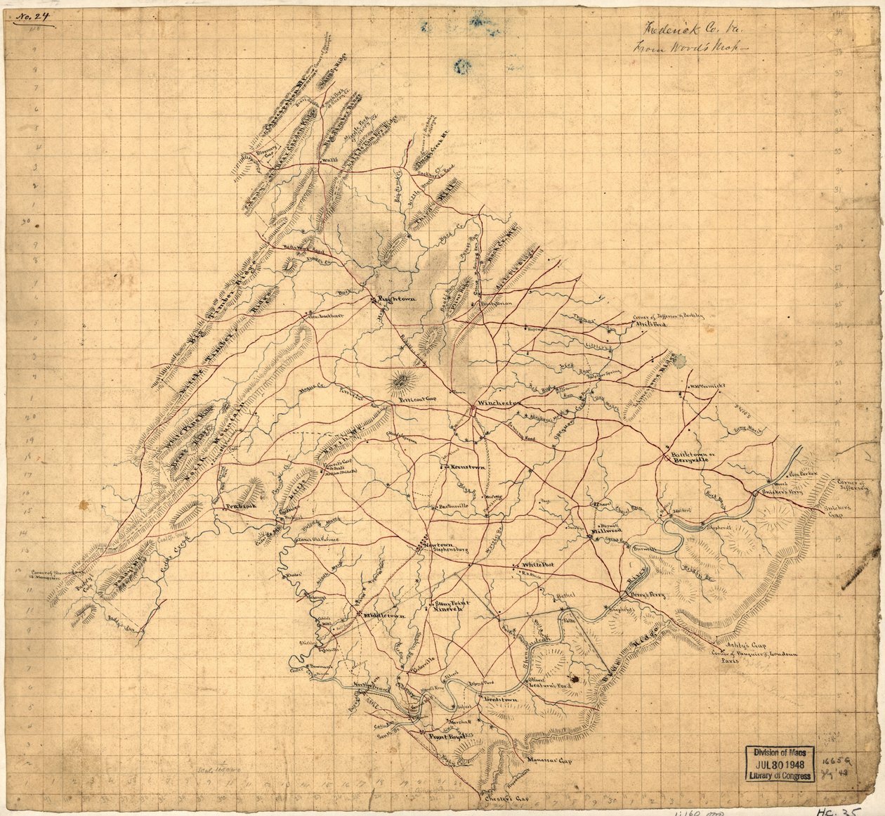 Frederick Co. Va., fra Woods kort. LOC 2002627443 af John Wood