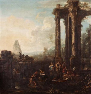 En capriccio af klassiske ruiner af John Wootton