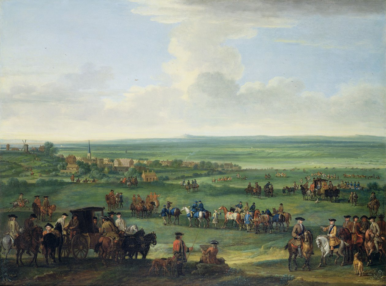 George I (1660-1727) på Newmarket, 4. eller 5. oktober 1717, ca. 1717 (olie på lærred) af John Wootton