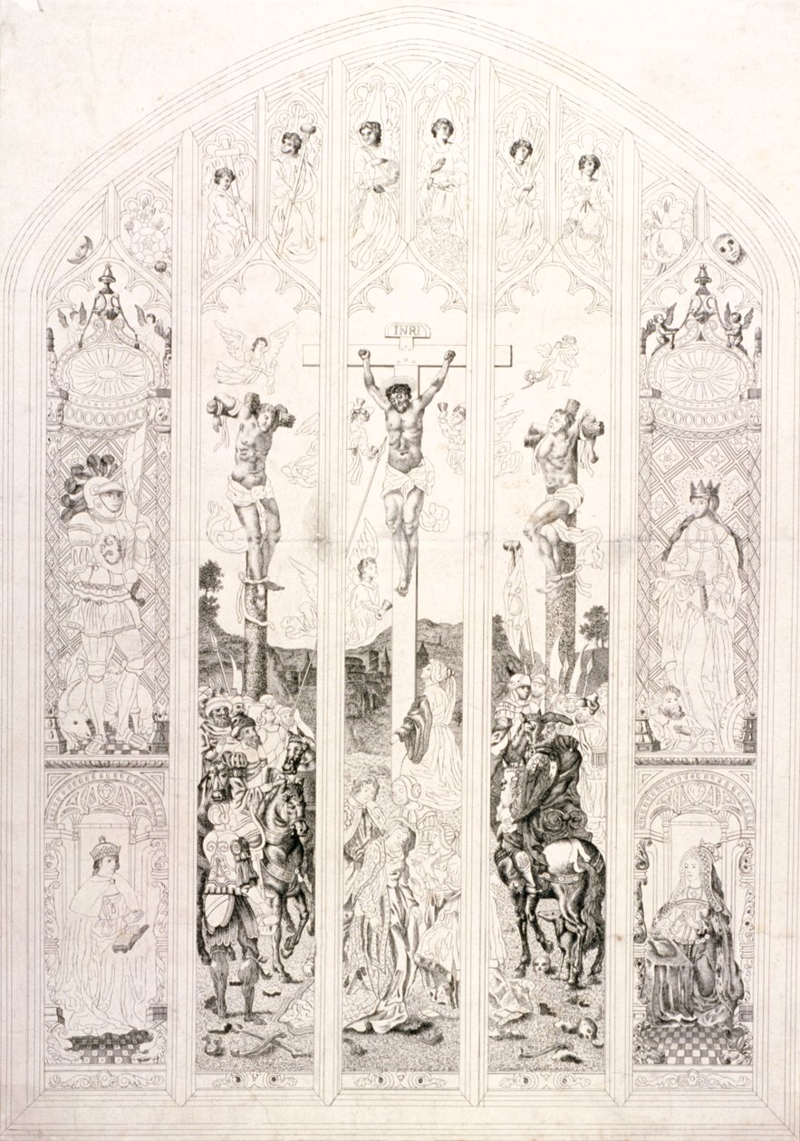 Østvindue i St Margaret, Westminster, der viser korsfæstelsen, London, 1787 af John Wright