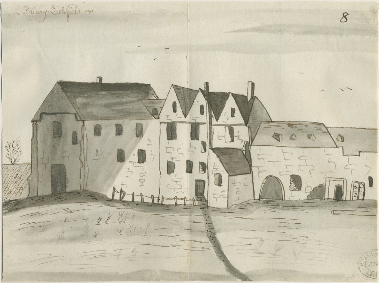 Lichfield - Greyfriars: pen og vask tegning, nd [1784] (tegning) af John Wright