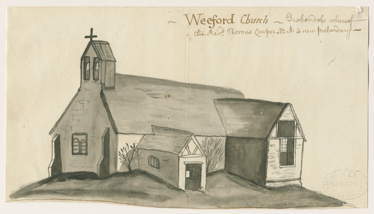 Weeford Church: sepia vask tegning, nd [1784] (tegning) af John Wright