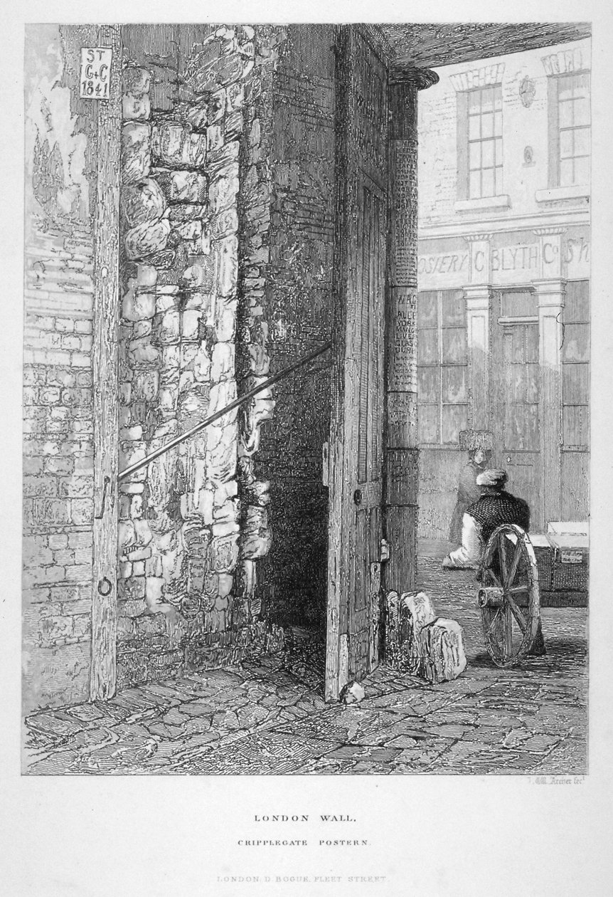 Cripplegate plakat, på kirkegården i St Giles uden Cripplegate, London Wall, London, 1851. af John Wykeham Archer