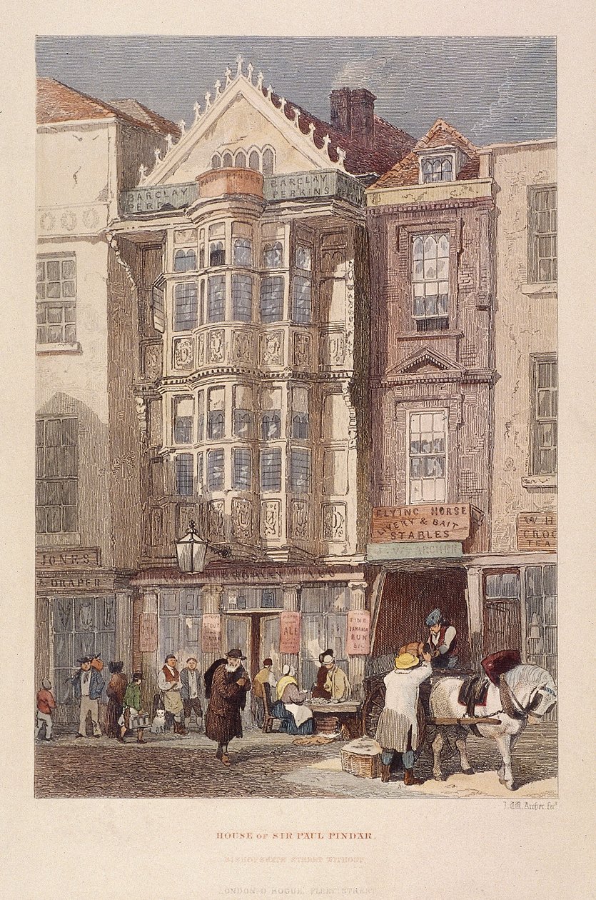 Paul Pindar Tavern, Bishopsgate, London, 1851 af John Wykeham Archer