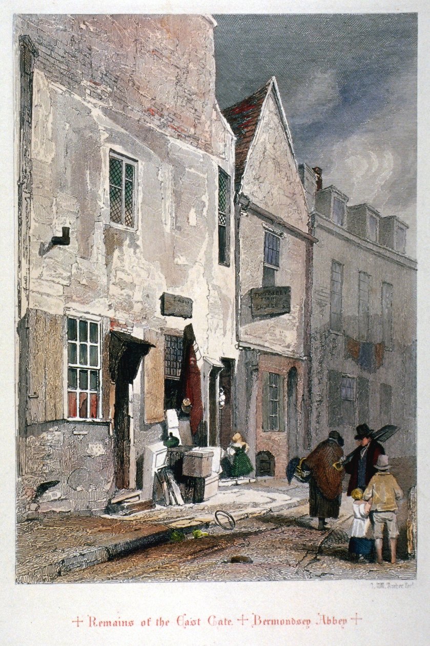Udsigt over resterne af den østlige port af Abbey of St Saviour, Bermondsey, London, 1851 af John Wykeham Archer