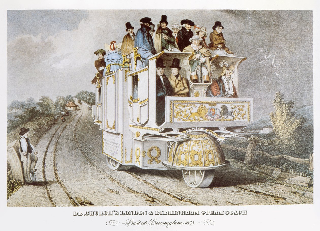 Dr. Churchs London & Birmingham Steam Coach, 1833 af John after Cooke