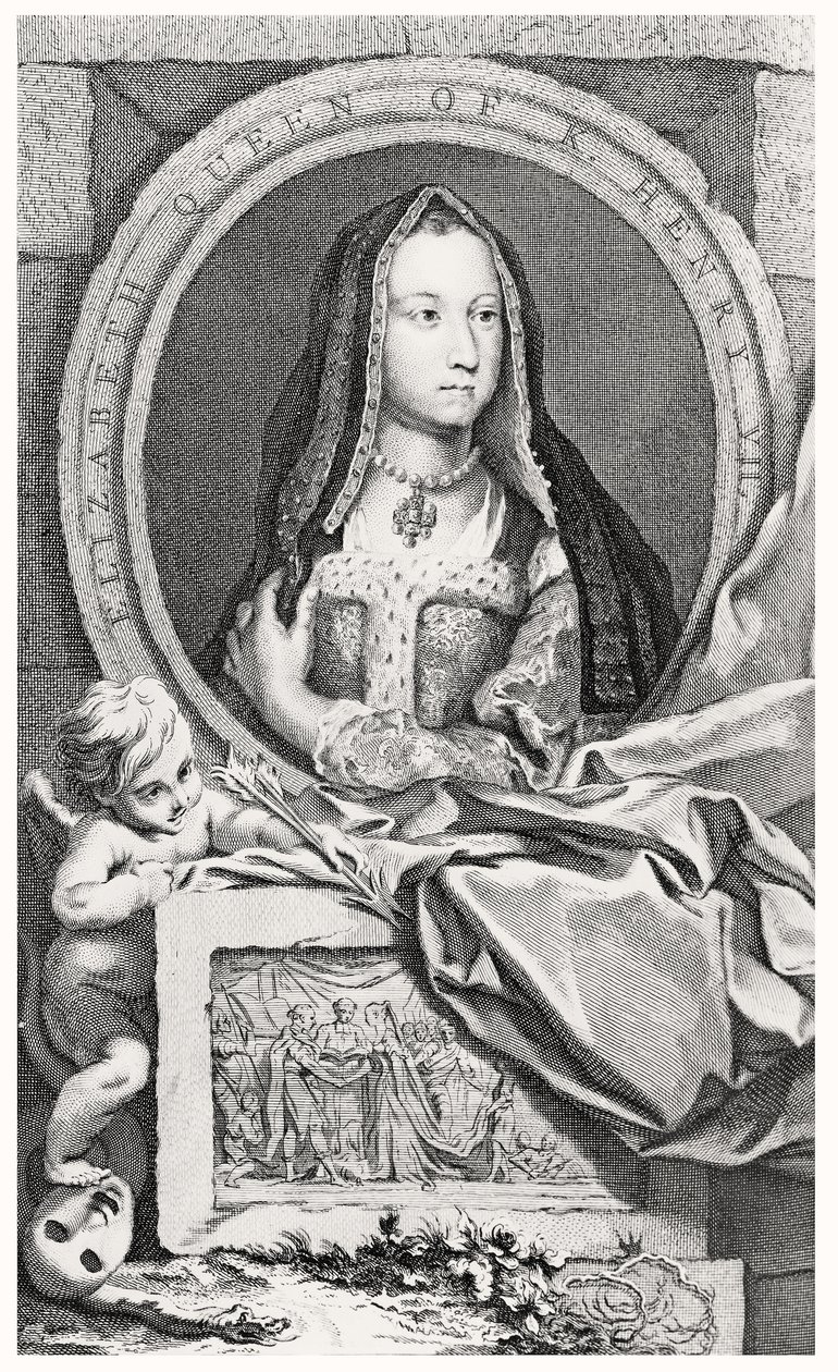 Portræt af Elizabeth af York (1465-1503) 1747 af John and Paul after Knapton